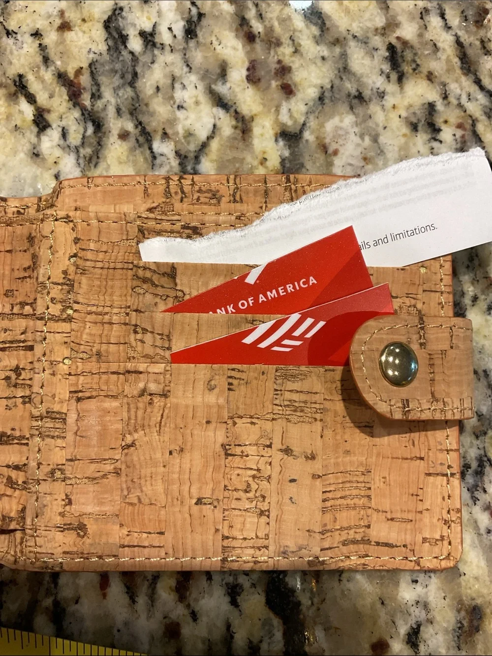 Cork Snap-Closure Card Wallet slight fold on front as seen in pix
